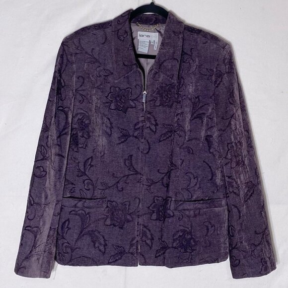 Vintage Lana Lee Purple Floral Jacquard Full Zip Blazer 18 - Picture 11 of 11